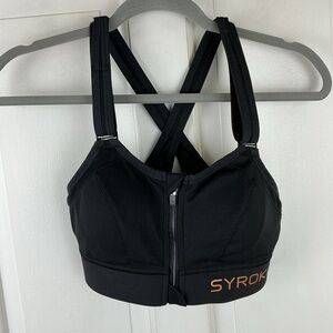 Syrokan Zip Front Sports Bra Adjustable Convertible High Impact Black NWOT